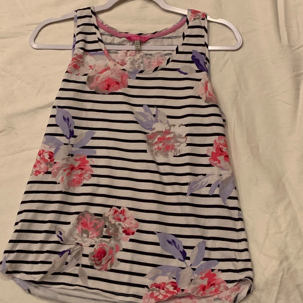 Floral striped summer tank top